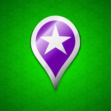 Map pointer award, GPS location icon sign. Symbol chic colored sticky label on g Stock Illustration