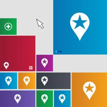 Map pointer award, GPS location icon sign. Metro style buttons. Modern interface Illustrazione stock
