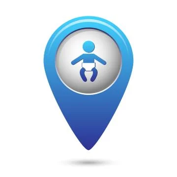 Map pointer with baby icon Stock Illustration