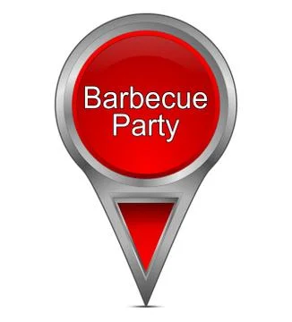 Map pointer with Barbecue Party - 3D illustration Stockillustratie