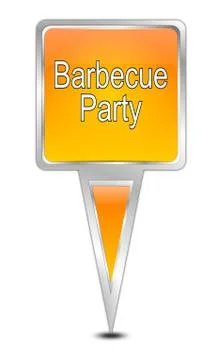 Map pointer with Barbecue Party – illustration Stock Illustration