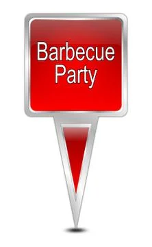 Map pointer with Barbecue Party – illustration Stock Illustration