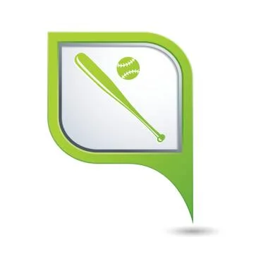 Map pointer with baseball icon Stock Illustration