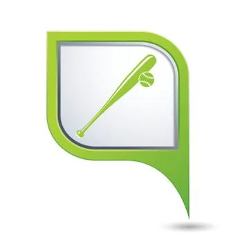 Map pointer with baseball icon Stock Illustration