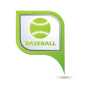 Map pointer with baseball icon Stock Illustration