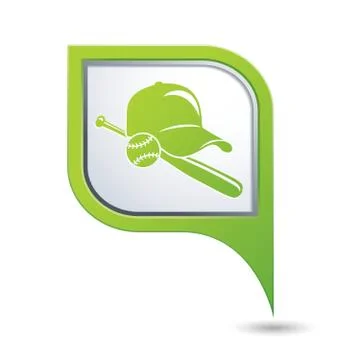 Map pointer with baseball icon Stock Illustration