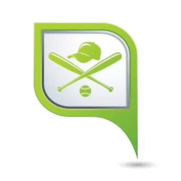 Map pointer with baseball icon Stock Illustration