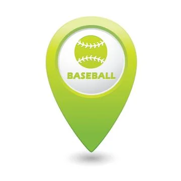Map pointer with baseball icon Stock Illustration