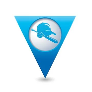 Map pointer with baseball icon Illustrazione stock