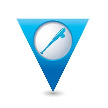 Map pointer with baseball icon Stock Illustration