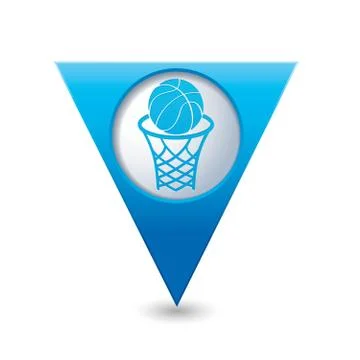 Map pointer with basketball icon Stock Illustration