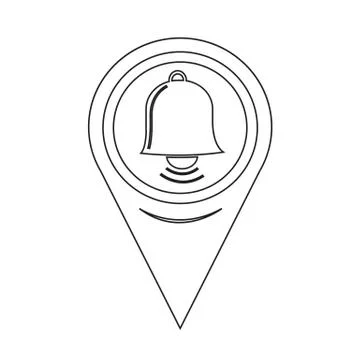 Map Pointer Bell Icon Stock Illustration