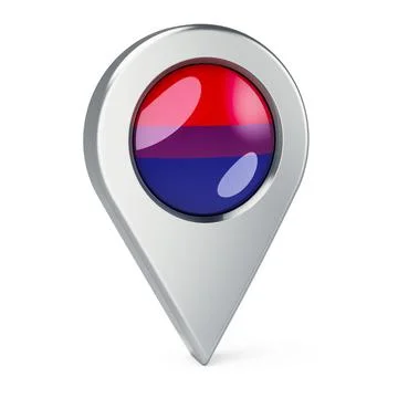 Map pointer with bisexual flag, 3D rendering Illustrazione stock