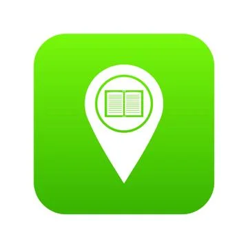 Map pointer with book icon digital green Stock Illustration