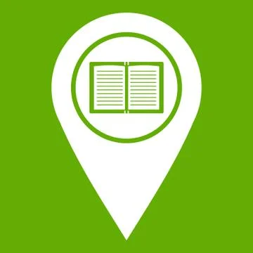 Map pointer with book icon green Stock Illustration