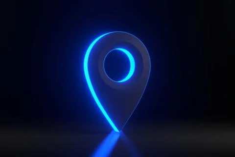 Map pointer with bright glowing futuristic blue neon lights イラスト素材