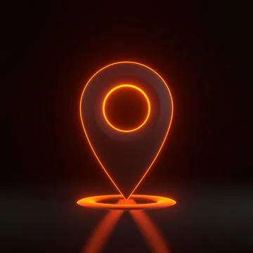 Map pointer with bright glowing futuristic orange neon lights イラスト素材