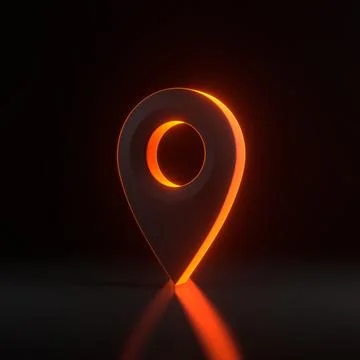 Map pointer with bright glowing futuristic orange neon lights イラスト素材
