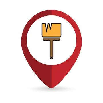 Map pointer with Brush paint tool icon. Vector illustration. Stockillustratie