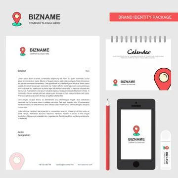 Map pointer Business Letterhead, Calendar 2019 and Mobile app design vector t 스톡 일러스트
