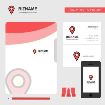 Map pointer Business Logo, File Cover Visiting Card and Mobile App Design. Ve Illustrazione stock