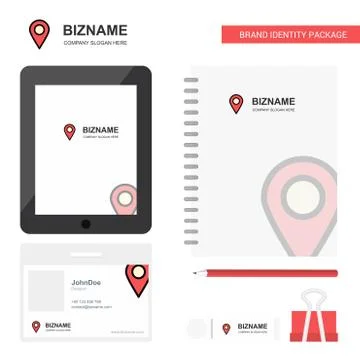 Map pointer Business Logo, Tab App, Diary PVC Employee Card and USB Brand Sta Stock Illustration