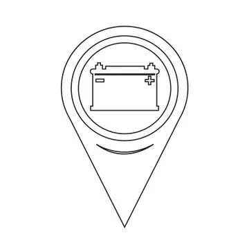 Map Pointer Car Battery Icon Stock Illustration