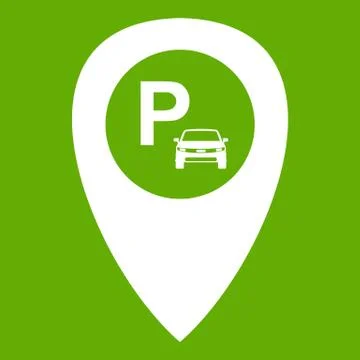 Map pointer with car parking icon green Stock Illustration