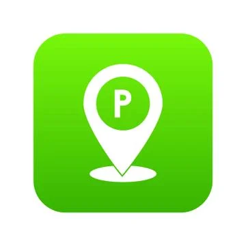 Map pointer with car parking sign icon digital green 스톡 일러스트