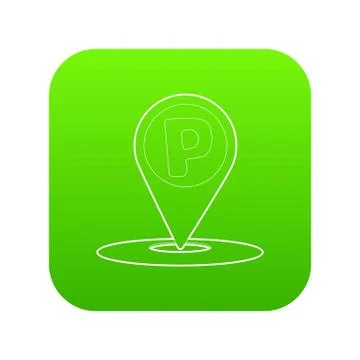 Map pointer with car parking sign icon green イラスト素材