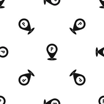 Map pointer with car parking sign pattern seamless black Stockillustratie