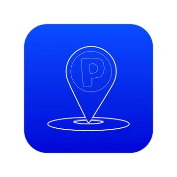 Map pointer with car parking sign icon blue vector 스톡 일러스트