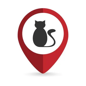 Map pointer with Cat icon. Vector illustration. Stock Illustration