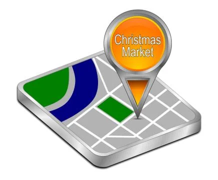 Map pointer with Christmas Market - 3D illustration Illustrazione stock