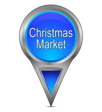 Map pointer with Christmas Market - 3D illustration Stock Illustration