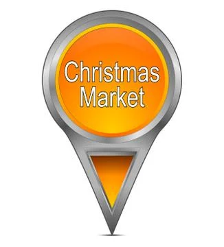 Map pointer with Christmas Market - 3D illustration Stock Illustration