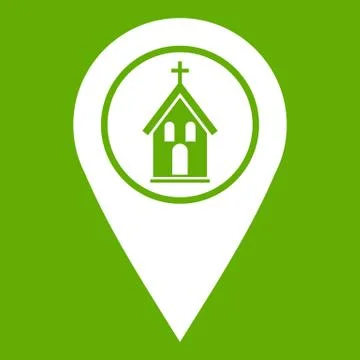 Map pointer with church icon green イラスト素材