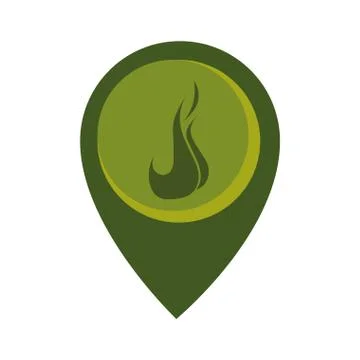 Map pointer with circle interior with flame 스톡 일러스트