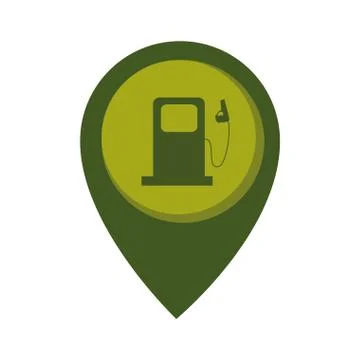 Map pointer with circle interior with fuel station Stock Illustration