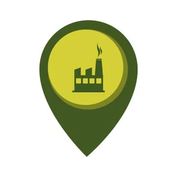 Map pointer with circle interior with industry Stockillustratie