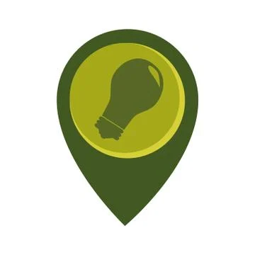 Map pointer with circle interior with light bulb Stock Illustration