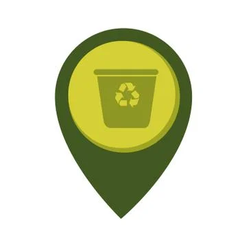 Map pointer with circle interior with recycling container Stock Illustration
