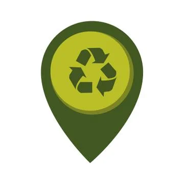 Map pointer with circle interior with recycling symbol Stockillustratie