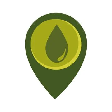 Map pointer with circle interior with water drop Stock Illustration