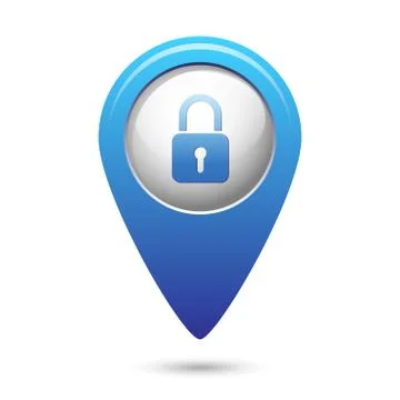 Map pointer with close lock icon Stock Illustration