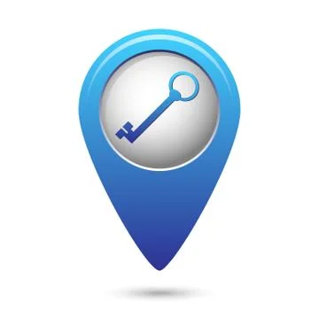 Map pointer with closed lock icon Stock Illustration
