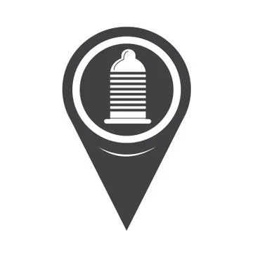 Map Pointer Condom Icon Stock Illustration