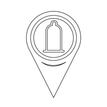 Map Pointer Condom Icon Stock Illustration