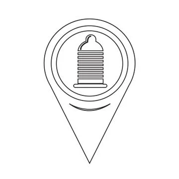 Map Pointer Condom Icon Stock Illustration