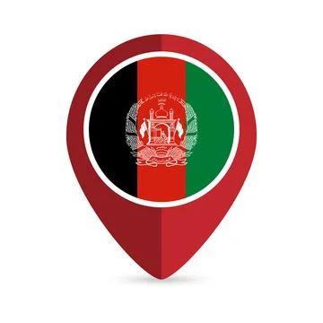 Map pointer with contry Afghanistan. Afghanistan flag. Vector illustration. Stock Illustration